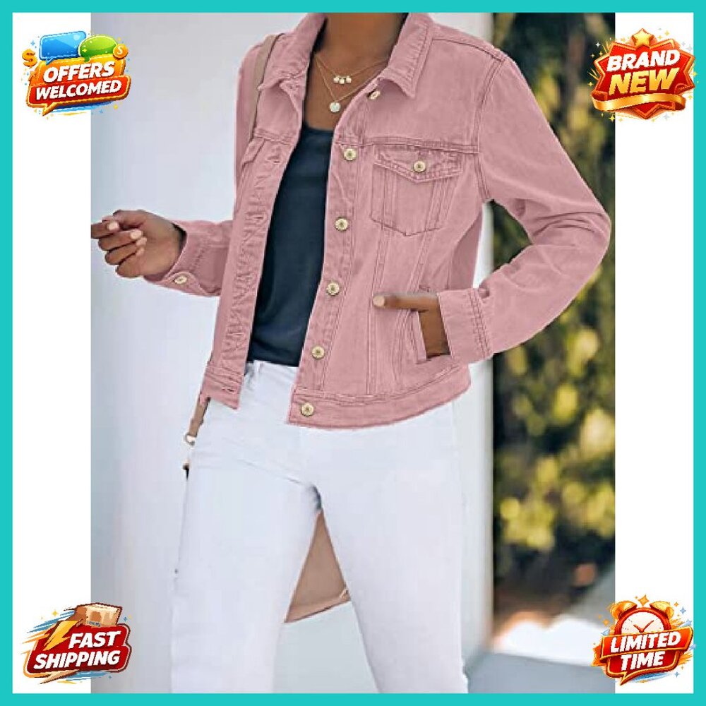 Stretch Fitted Denim Jacket With Button Down Long… - image 7